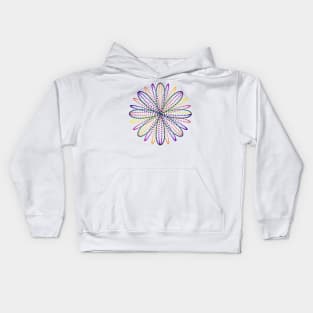 Fireworks Flower | Rainbow Rose Curve White Kids Hoodie